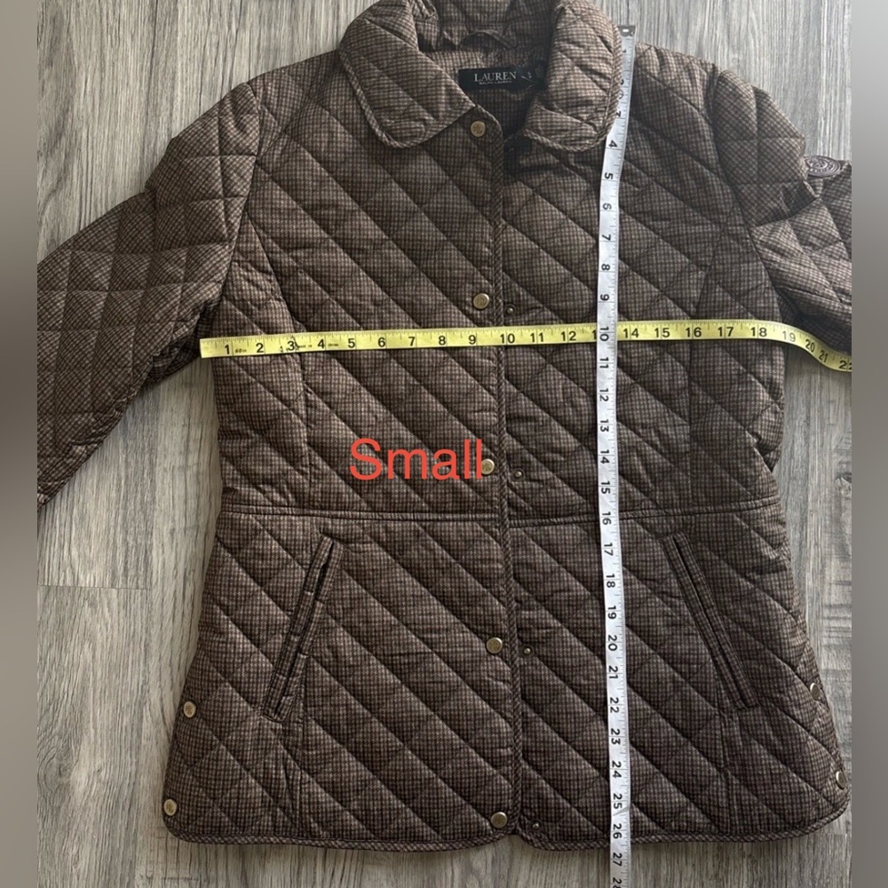 Lauren Ralph Lauren Quilted San Brown Mini Check Jacket NWT - Picture 5 of 15
